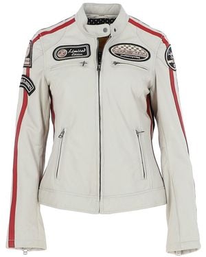 Ashwood Leather 'Corsa' Real Vintage Wash Racing Patch Details Jacket - Grey