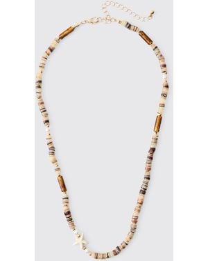 BoohooMAN Beaded Star Fish Necklace - Blue