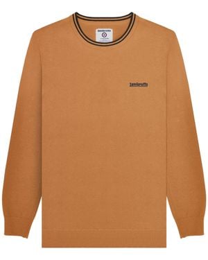 Lambretta Knitted Tipped Jumper (Tobacco/ - Brown