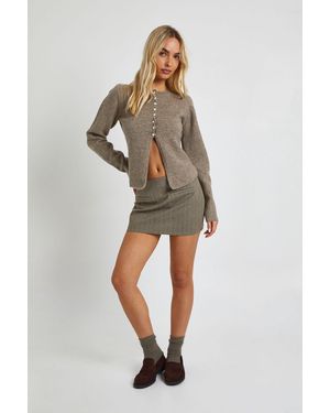 Boohoo Button Through Slim Fit Knitted Cardigan - Grey