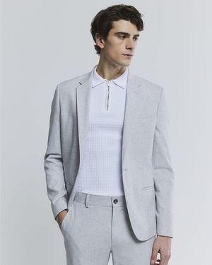 River Island Blazer Jacket Skinny Fit Textured - Blue