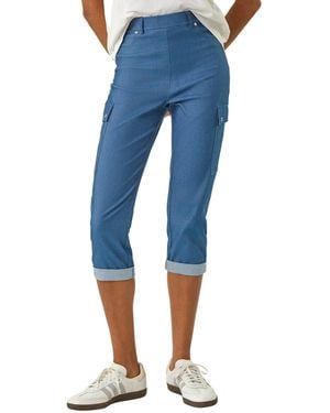 Roman Turn Up Stretch Cargo Trousers - Blue