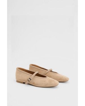 Wallis Christina Faux Suede Mary Jane Ballet Flats - Natural