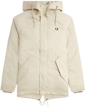 Fred Perry Light Oyster Short Padded Parka Jacket - Natural