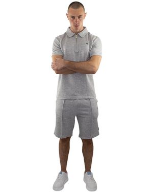 D Rock Polo Shirt & Shorts 2-Piece Summer Outfit - Grey