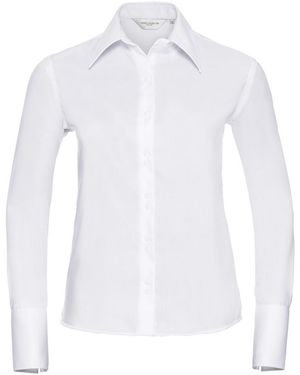 Russell Collection /Ladies Ultimate Non-Iron Long-Sleeved Shirt Cotton - White