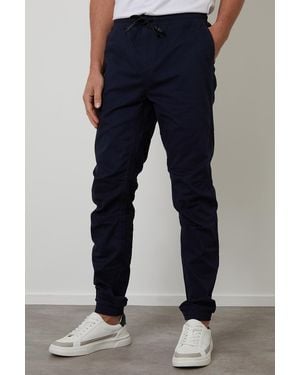 Threadbare Cotton Jogger Style Cuffed Trousers With Stretch - Blue