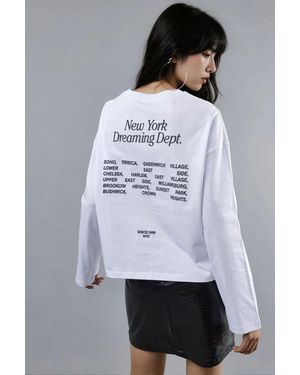 Busem Relaxed Fit Long Sleeve Crew Neck Back Printed Top - White