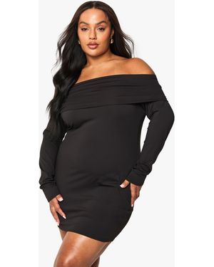 Boohoo Plus Sculpt Bardot Mini Dress - Black