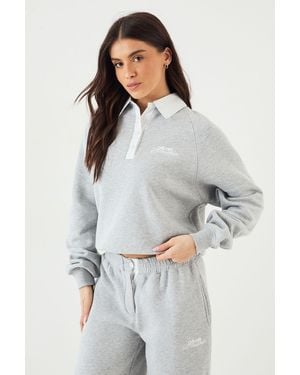 DSGN Studio Contrast Collar Rugby Sweatshirt - Grey
