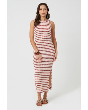 Brave Soul Textured Jersey Sleeveless Stripe Maxi Dress - Natural