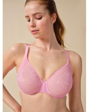 Gossard Glossies Lace Sheer Moulded Bra - Pink