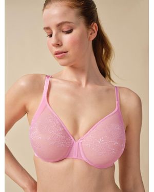 Gossard Glossies Lace Sheer Moulded Bra - Pink