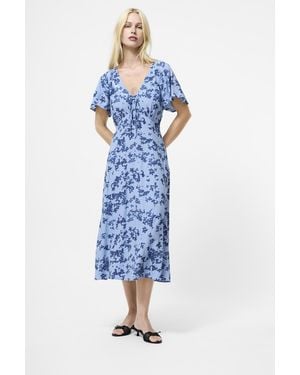 French Connection Soft Draped Crepe Dress - Blue