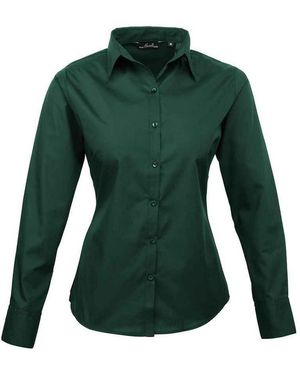 PREMIER Popeline Blouse Met Lange Mouwen - Groen