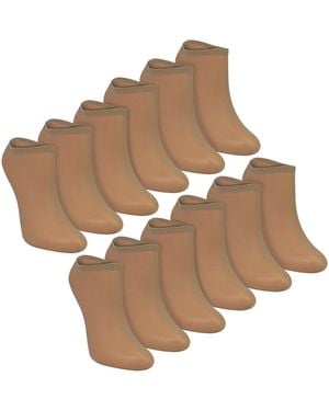 Sock Snob 12 Pack Ladies Invisible Pop Socks 15 Denier Lightweight No Show - Brown