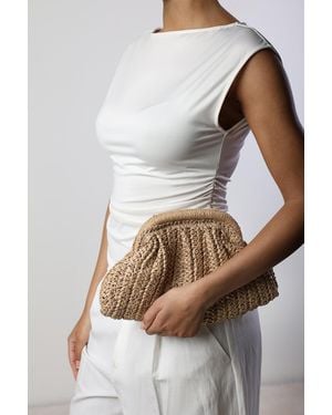 Where's That From Wheres Naya Raffia Crochet Clutch - White