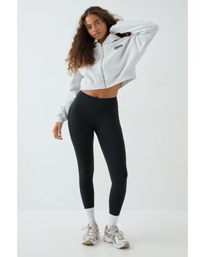 DSGN Studio Embroidered Boxy Crop Zip Through Hoodie - Blue
