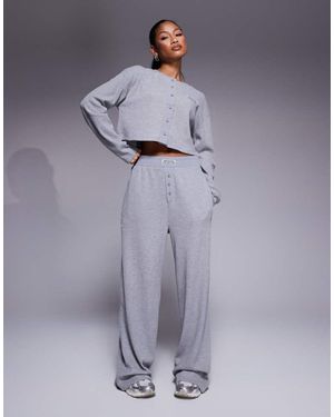 ASOS Co-Ord Waffle Wide Leg Joggers With Nylon - Blue