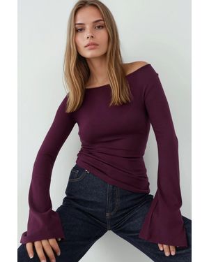 Hiccup Bell Sleeve Basic Top - Purple