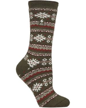 Heat Holders Ladies Thermal Lite Patterned Socks For Winter - Grey