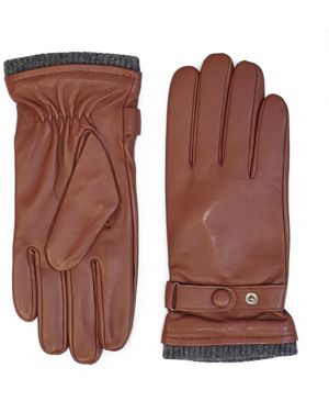 Infinity Leather Tan Italian Warm Wool Lining Winter Bike Riding Driving Casual Gloves - Brown
