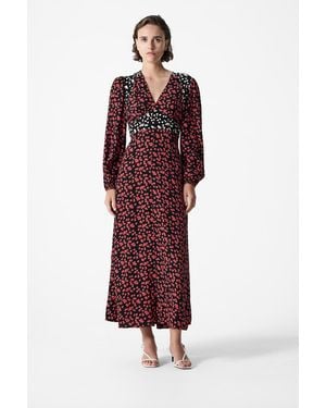 French Connection Floral Chiffon Midi Dress With Tiered Skirt