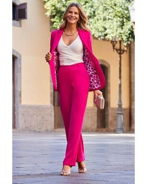 Sosandar Petite Hot High Waisted Wide Leg Trousers - Pink