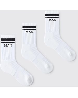 BoohooMAN Active Gym Crew Sock 3 Pack - White