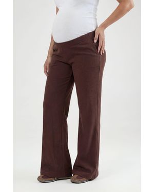 Boohoo Maternity Basic Rib Wide Leg Trouser - Red