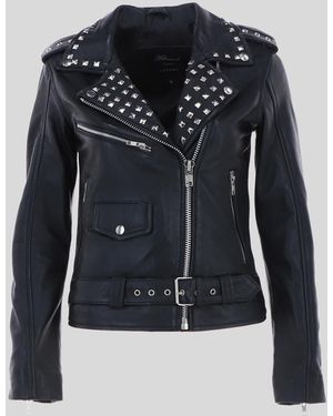 Ashwood Leather 'Strega' Real Goth Style Fashion Biker Jacket With Studs - Blue