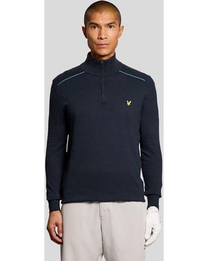 Lyle & Scott Cotton Tipped 1/4 Zip Jumper - Blue