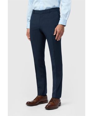 Limehaus Flat Fronted Slim Fit Suit Trousers - Blue