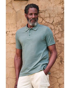 Mountain Warehouse 'Dawnay Pique' Slub Textured Polo Shirt Comfy Casual T-Shirt Cotton - Blue