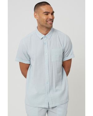 Brave Soul Light Short Sleeve Button-Up Shirt With Chest Pocket - Grey