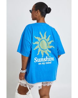 Boohoo Plus Sunshine Printed T Shirt - Blue