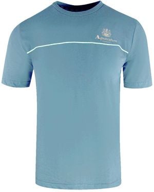 Aquascutum Active Piping Design Avio T-Shirt Cotton - Blue