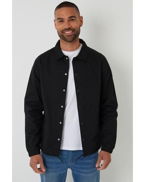 Threadbare Cotton Twill Lightweight Collared Jacket - Black