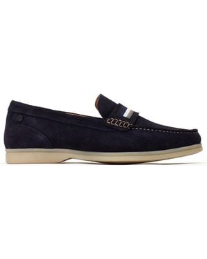 Base London Leather Drum Loafer Shoes - Blue