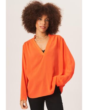 Gini London Textured Chiffon Oversized Blouse - Orange