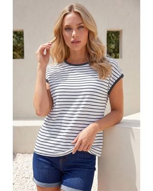 Roman Petite Cotton Stripe T-Shirt - Blue