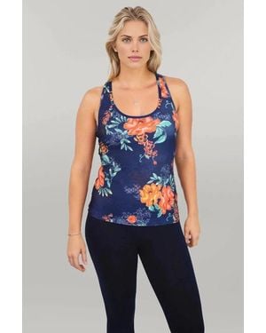 Secret Label Floral Cross Back Sports Top - Blue