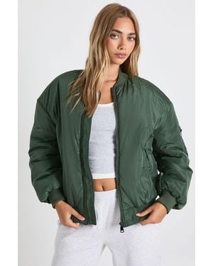 Boohoo Oversized Bomber Jacket - Green