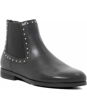 Dune Pudded Leather Stud Detail Round Toe Ankle Boots - Grey