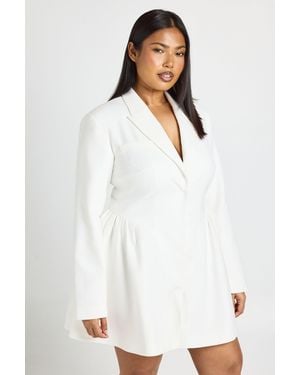 Boohoo Plus Skater Skirt Blazer Dress - White