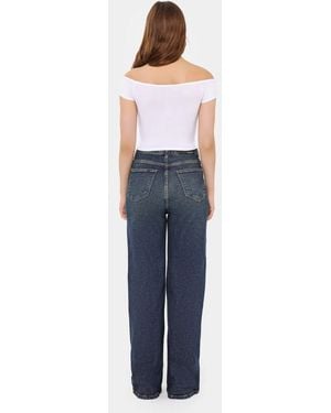 Hiccup Off-Shoulder Crop Top - Blue
