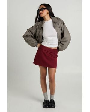 Boohoo Woven Marl Button Detail Skort - Red
