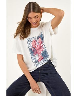 Roman Lobster Print Top - Blue