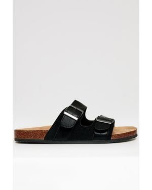 Threadbare Slip On Two Buckle Strap Sandals - Black