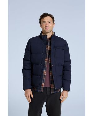Mountain Warehouse 'Fistral' Borg Lined Jacket With Side Pockets Water Resistant Coat Cotton - Blue